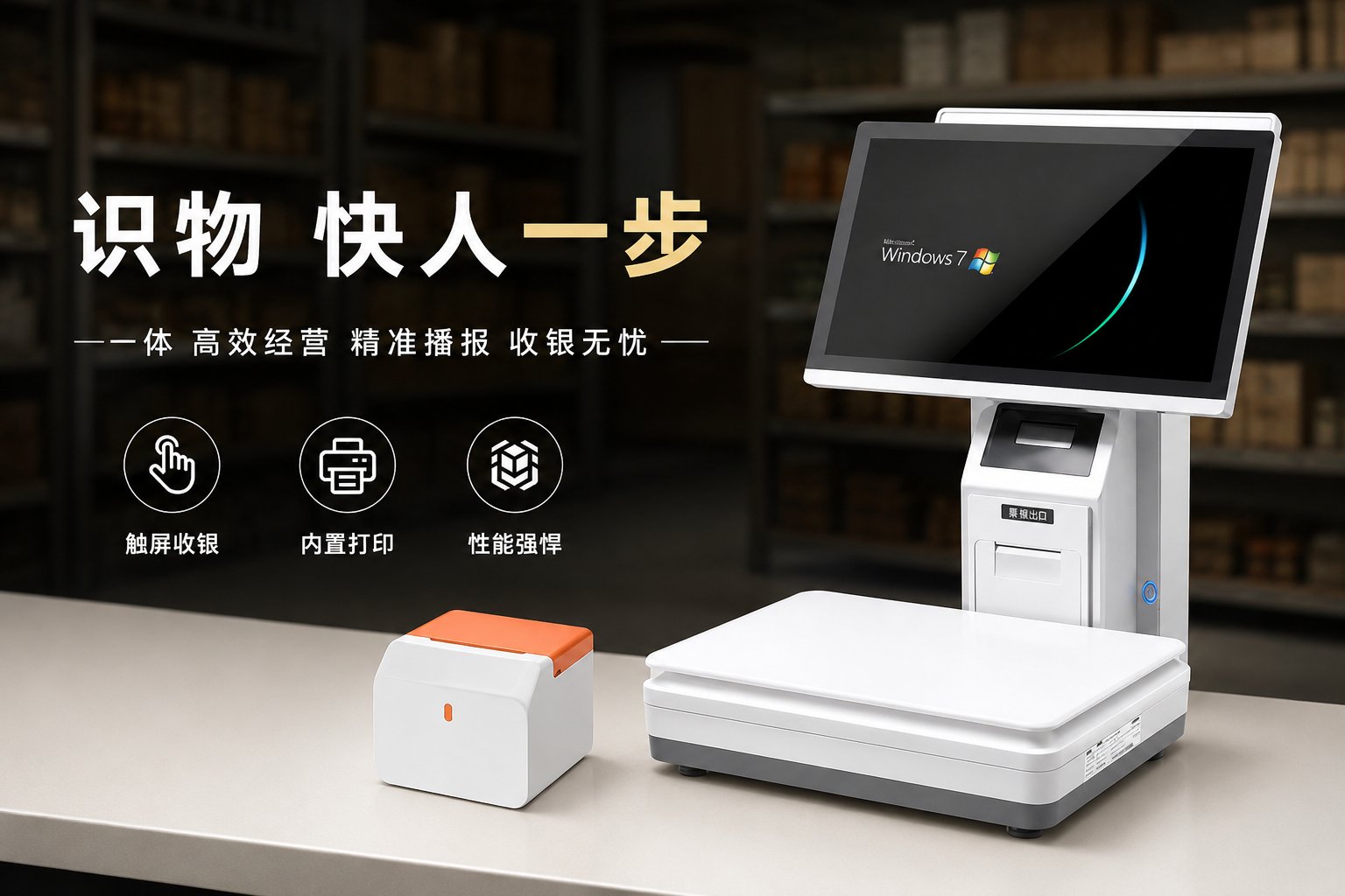 聚收宝 AI 银称一体机,AI 识物称重收银